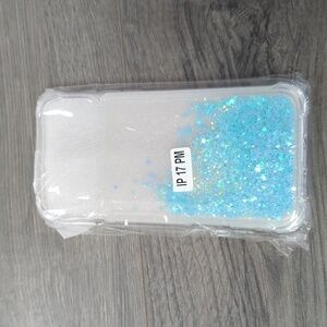 Clear Phone Case with Blue Glitter Stars for iPhone 17 Pro/Max